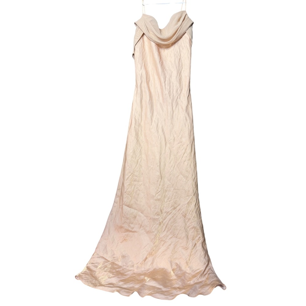 Eureka Vintage Metallic Gold Chiffon Formal Gown Size XL